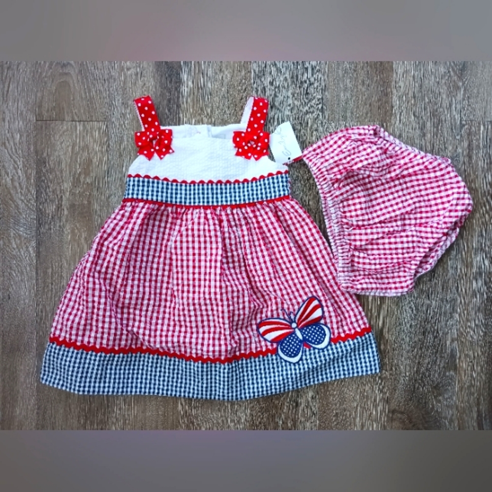 Emily Rose Infant 2-Piece Gingham Butterfly Dress Romper Size 18M